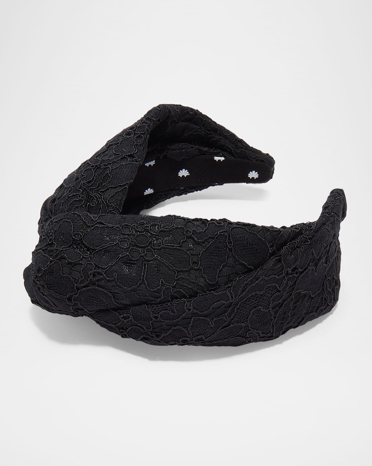 Lele Sadoughi Greta Knotted Floral Lace Headband In Jet 001
