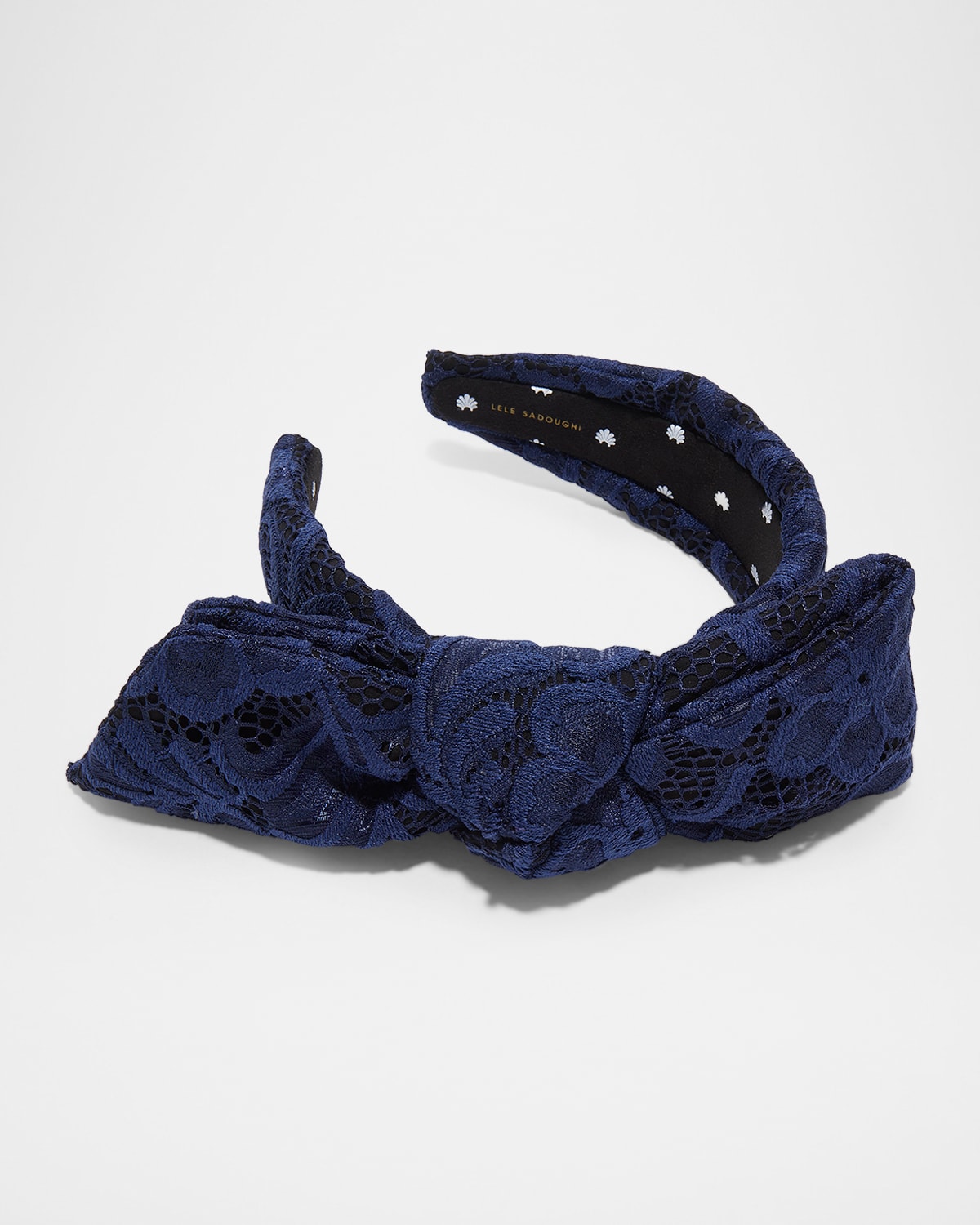 Lele Sadoughi Holly Brocade Floral Knotted Headband In Midnight Lace 400