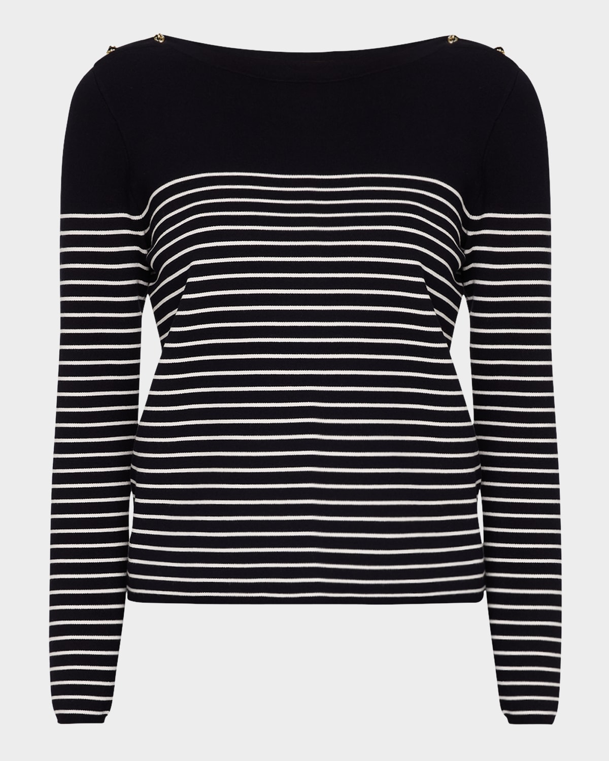 Papilla Striped Button-Shoulder Sweater