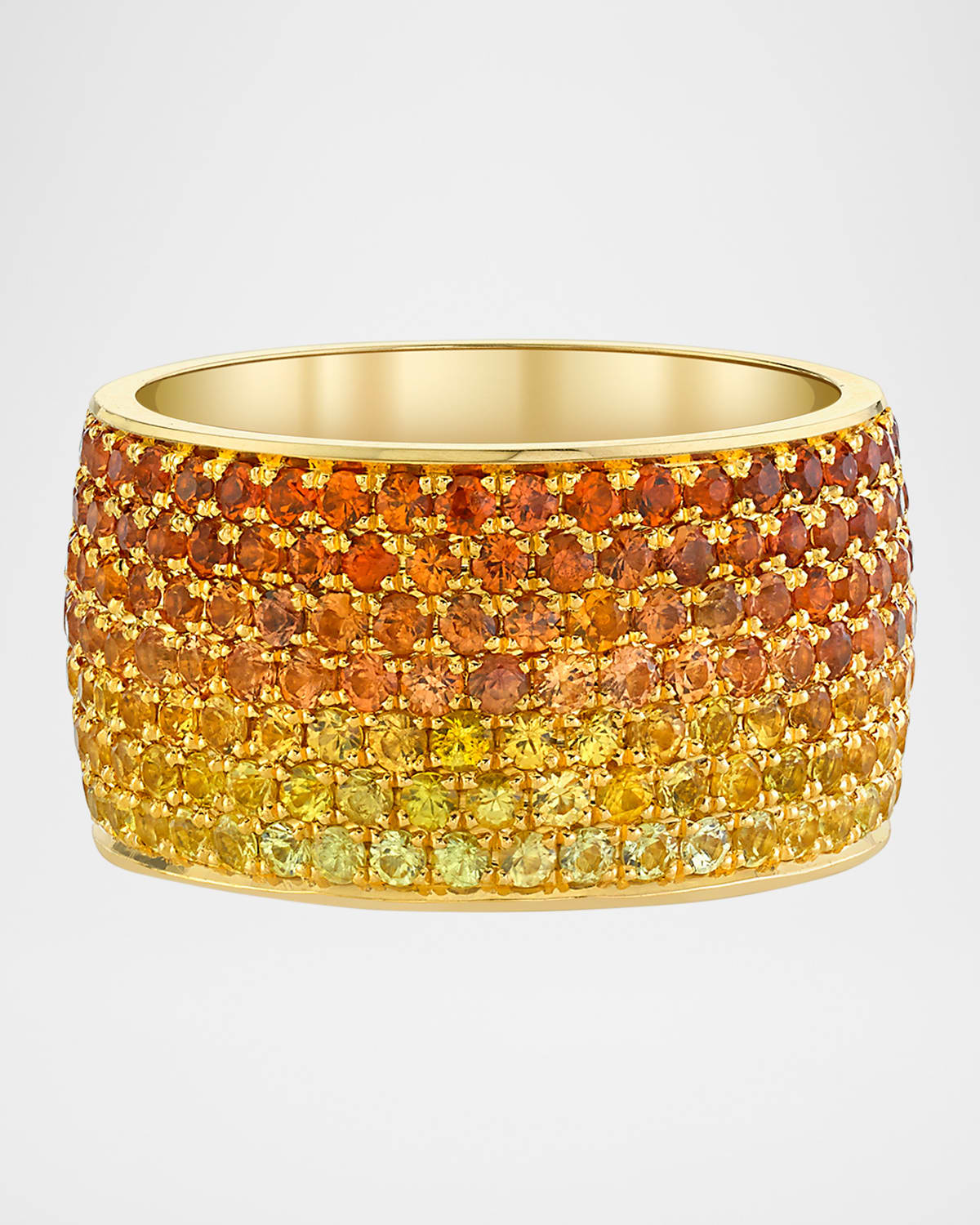 18K Yellow Gold Sunrise Ombre Yellow Sapphire Cigar Ring