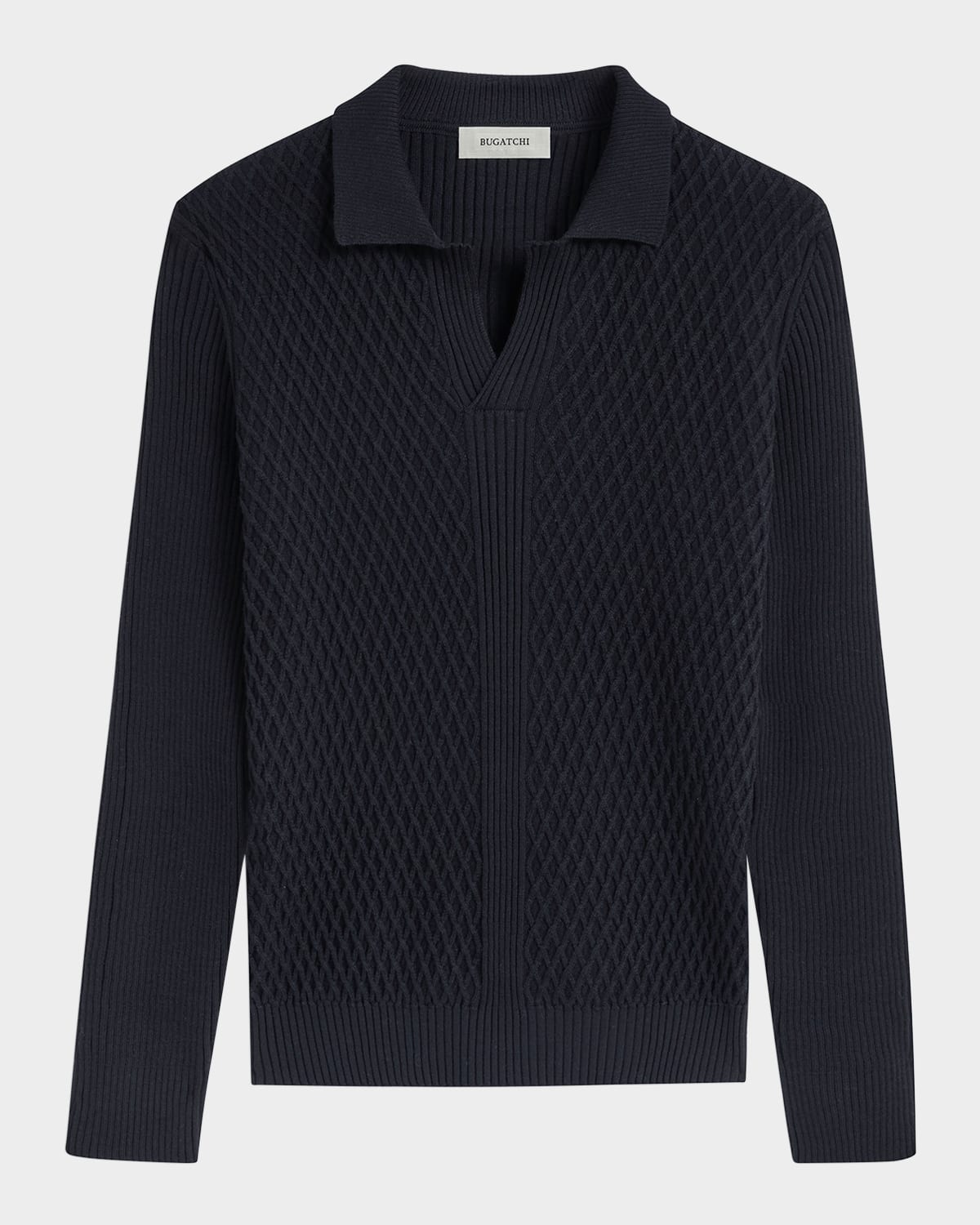 Men's Ribbed Wool Johnny Collar Sweater