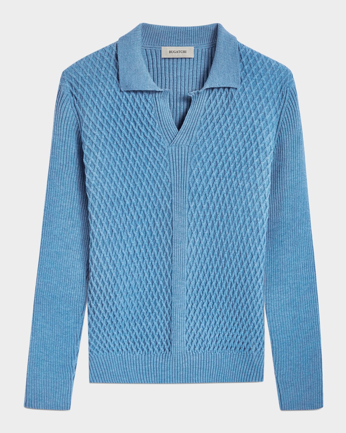 Men's Ribbed Wool Johnny Collar Sweater