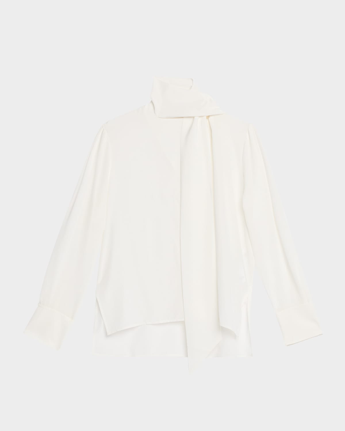Esteban Neck-Scarf Long-Sleeve Silk Top