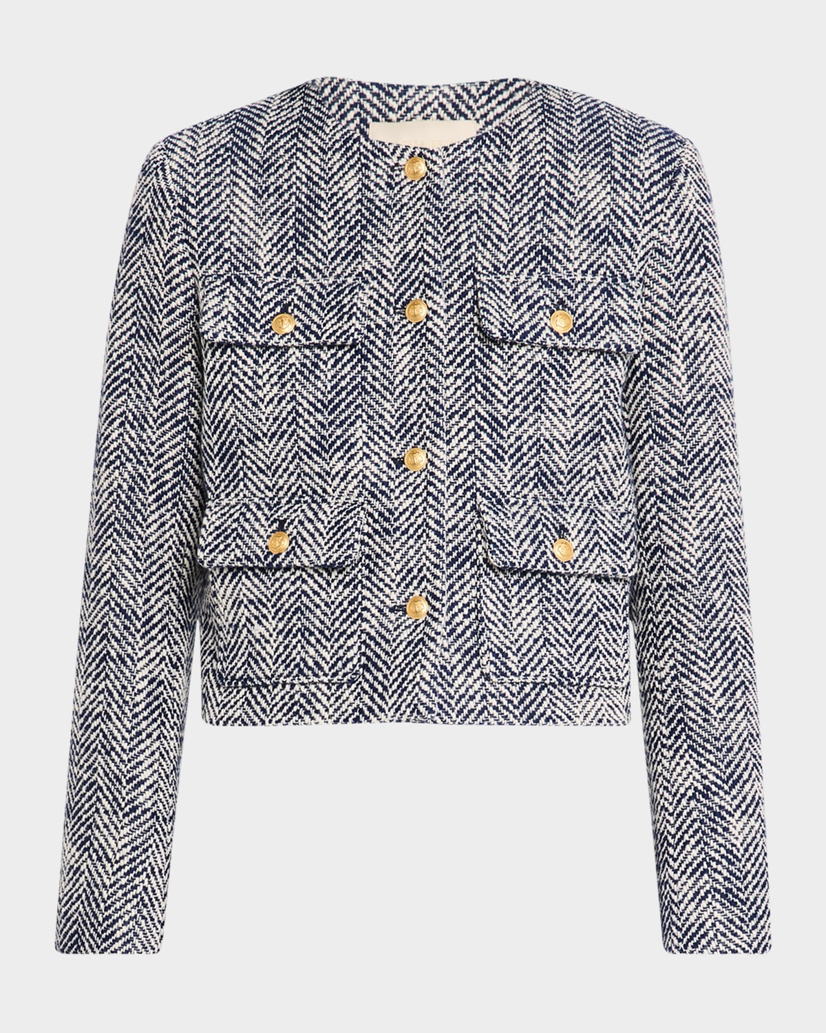 VANESSA BRUNO DEANA HERRINGBONE BUTTON-DOWN JACKET 