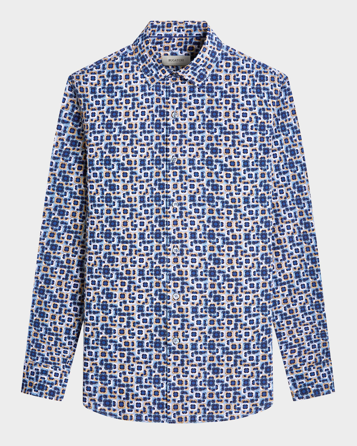 Bugatchi Julian Shaped Fit Geo Print Stretch Button-up Shirt In Air Blue