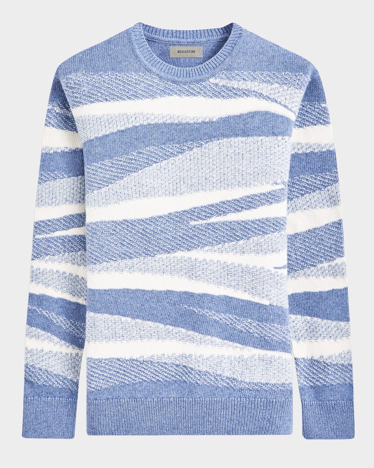 Men's Wool and Cotton Stripe Crewneck Sweater