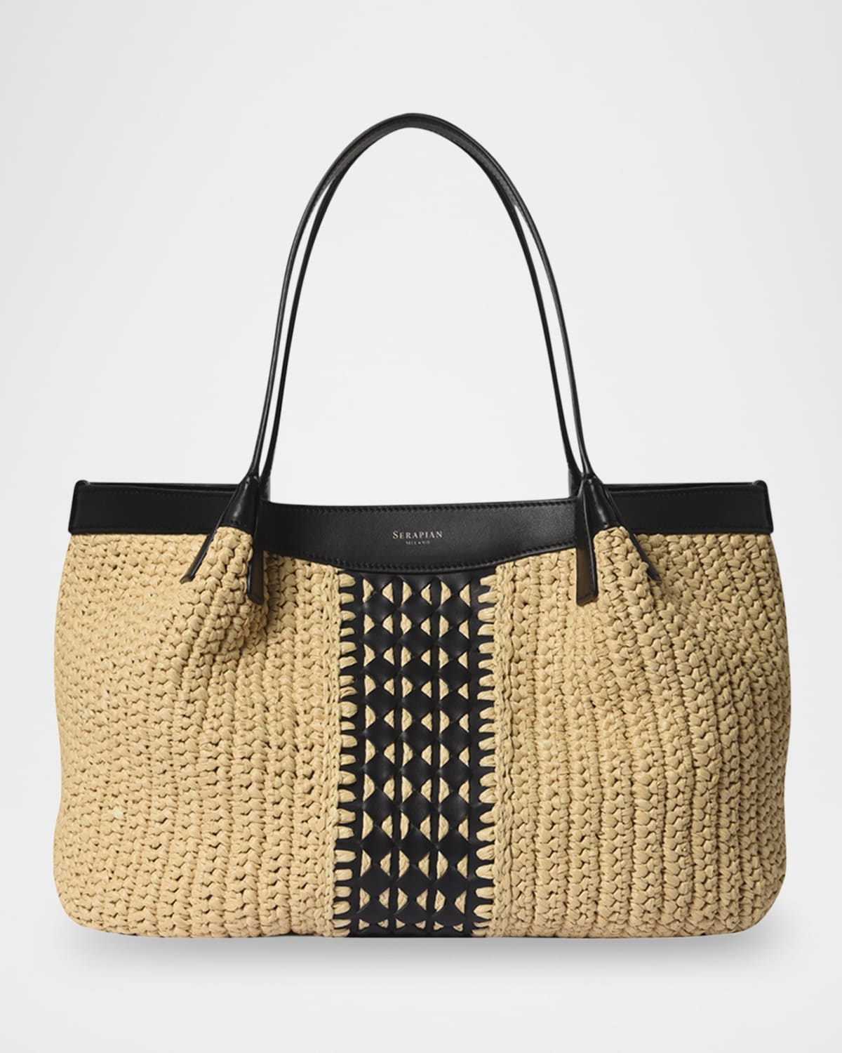 Secret Crochet Raffia & Leather Tote Bag