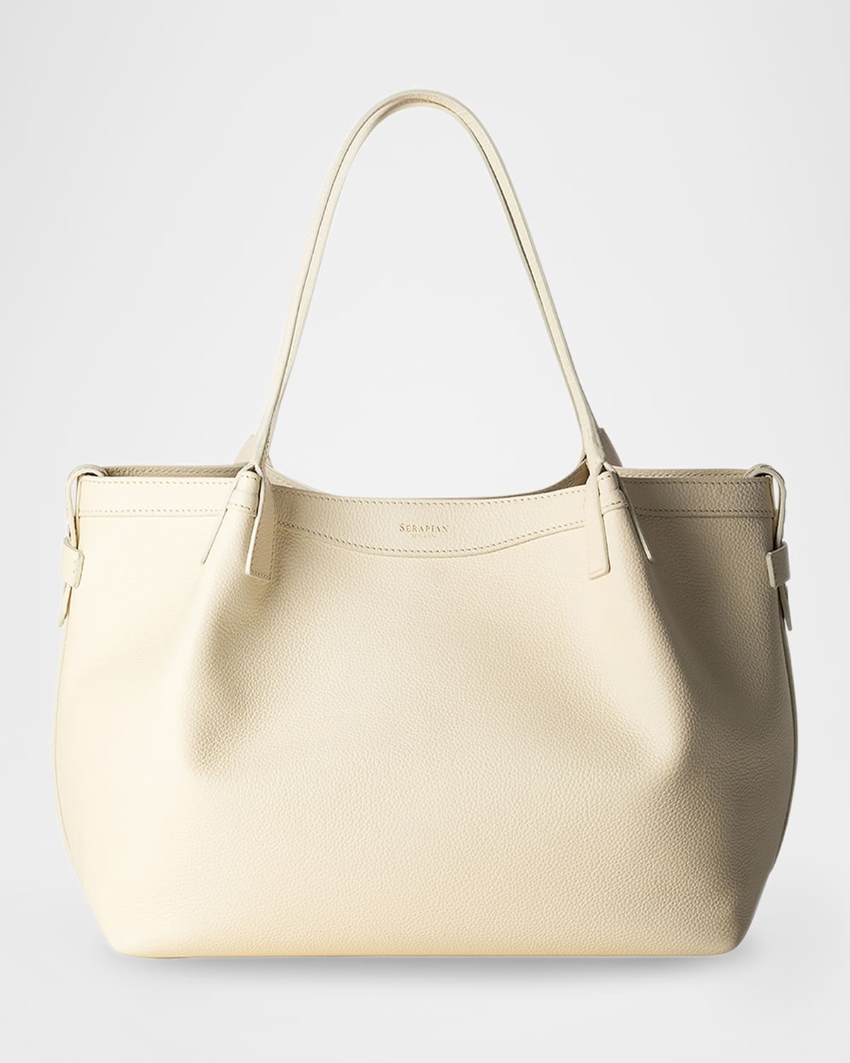 Serapian Secret Small Leather Tote Bag In Cream