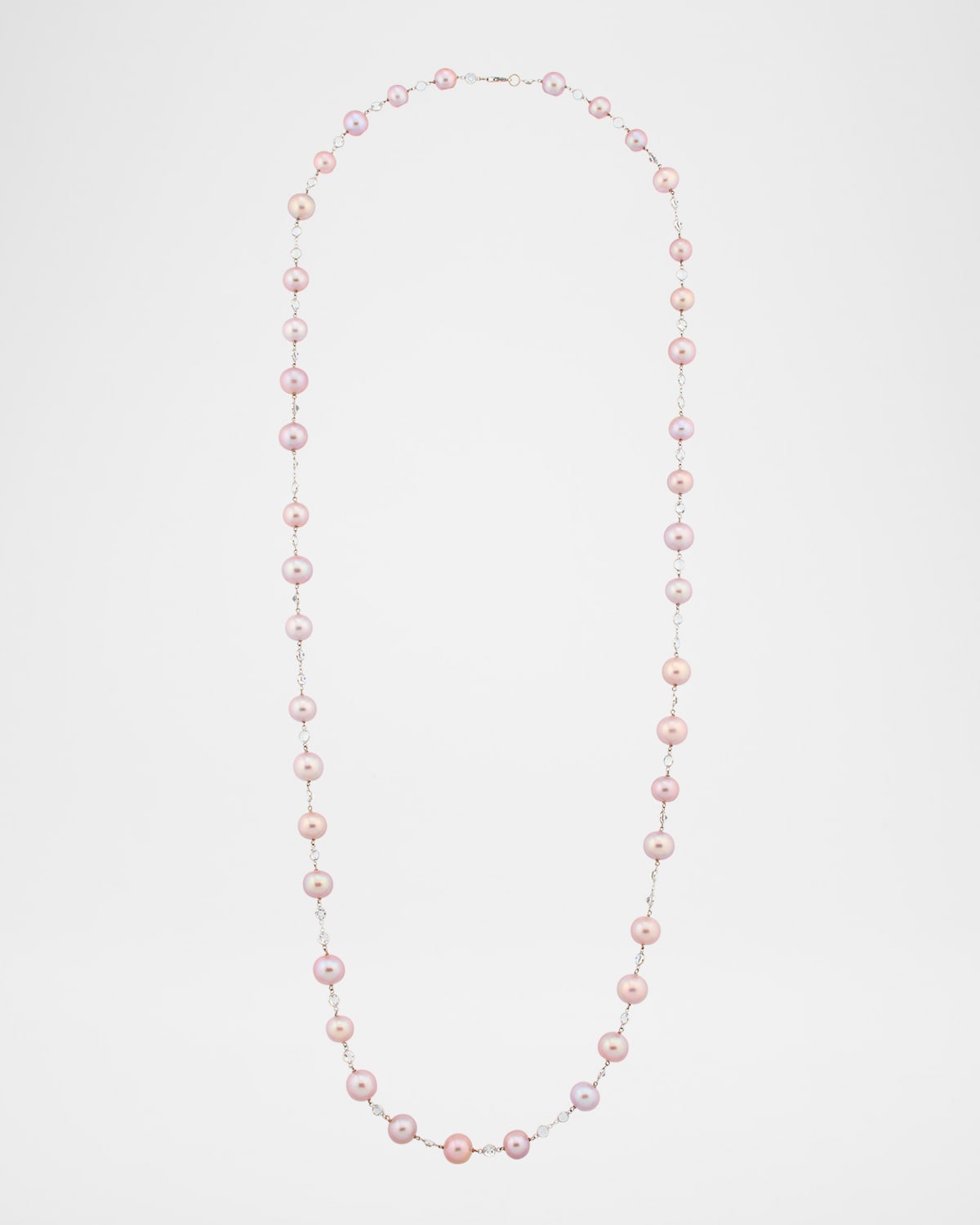 18K White Gold Freshwater Pearl and Moonstone Necklace, 42"L