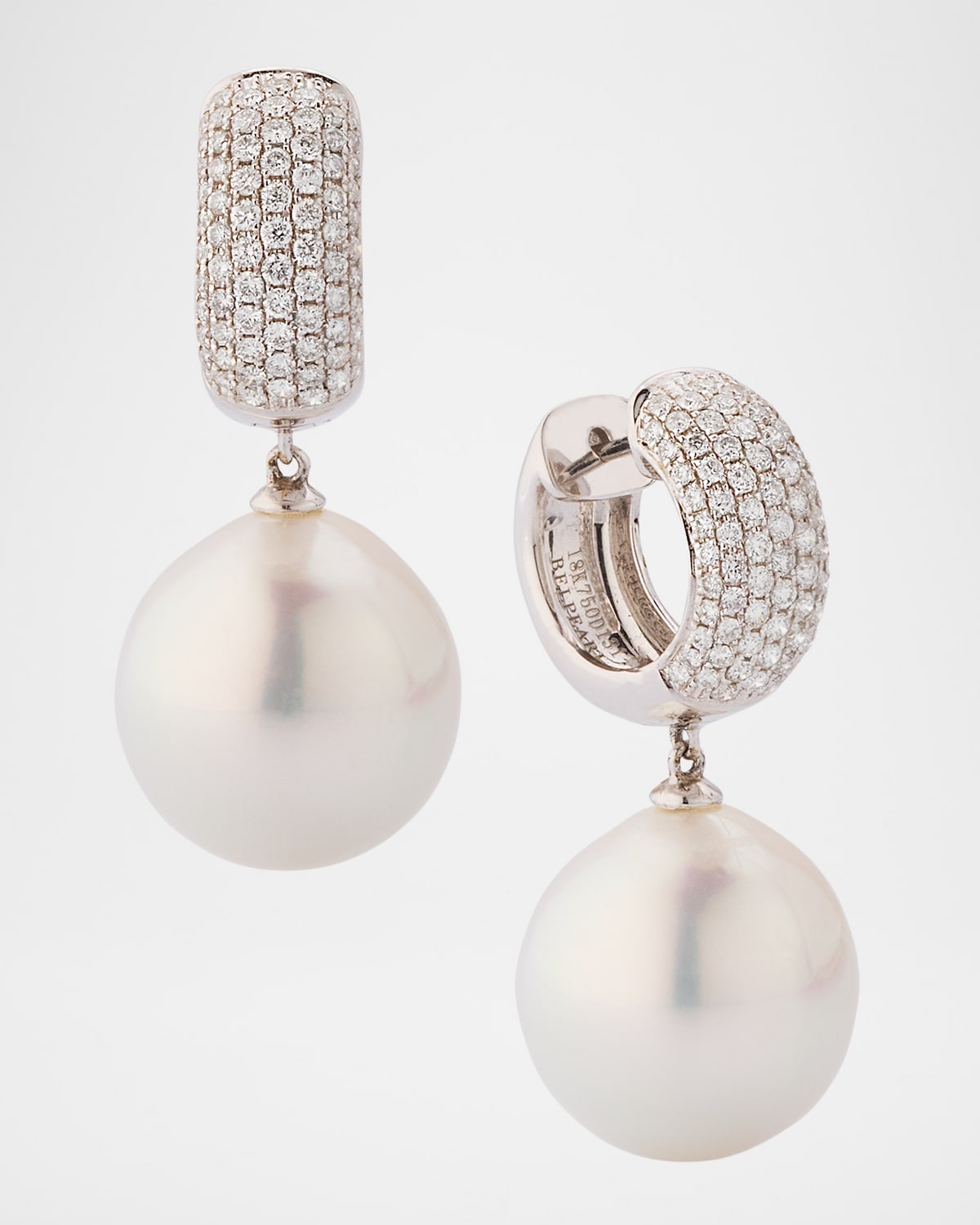 18K White Gold South Sea Pearl Earrings with Diamonds