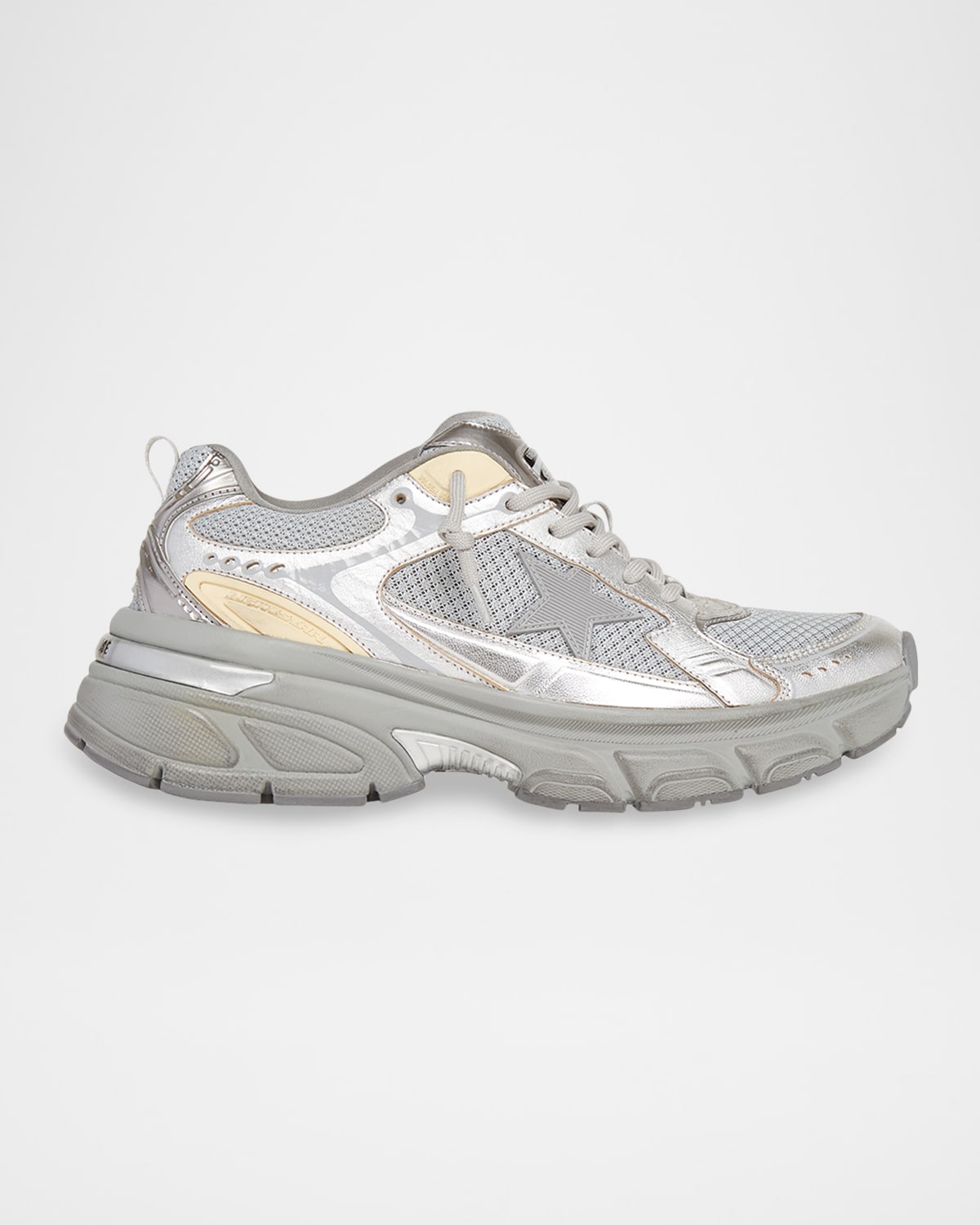 GOLDEN GOOSE MEN'S LIGHTSTAR MESH AND LEATHER RUNNER SNEAKERS