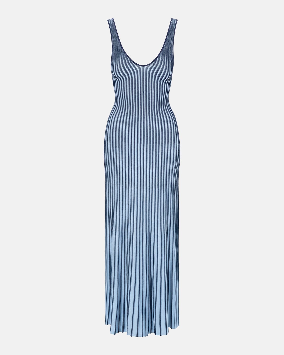 Claretta Backless Pleated Rib-Knit Dress