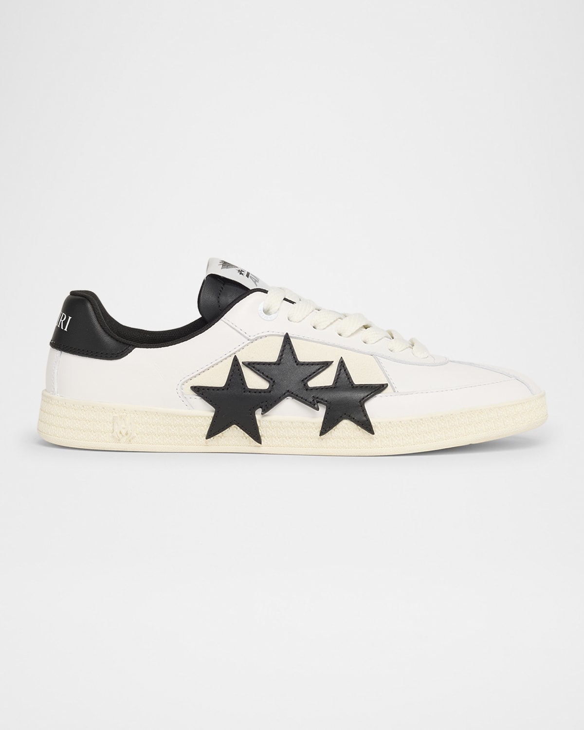 Shop Amiri Men's Pacific Leather Low-top Sneakers In White/black