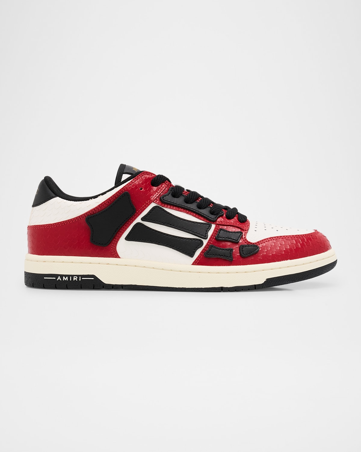Shop Amiri Men's Cny Skel Leather Low-top Sneakers In Red/wht/blk
