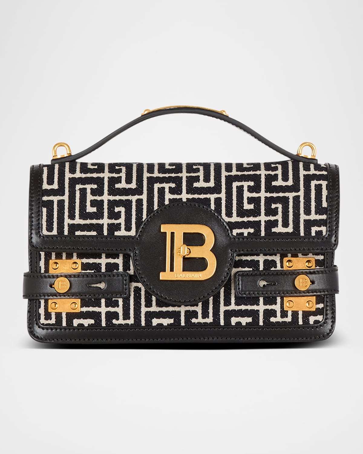 Balmain B Buzz 23 Embossed Labryinth Monogram Leather Clutch In Gfe Ivoire  Noir