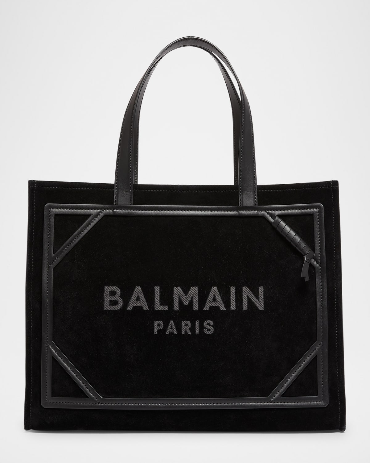 Balmain B Army Medium Shopper Tote Bag In Suede In 0pa Noir