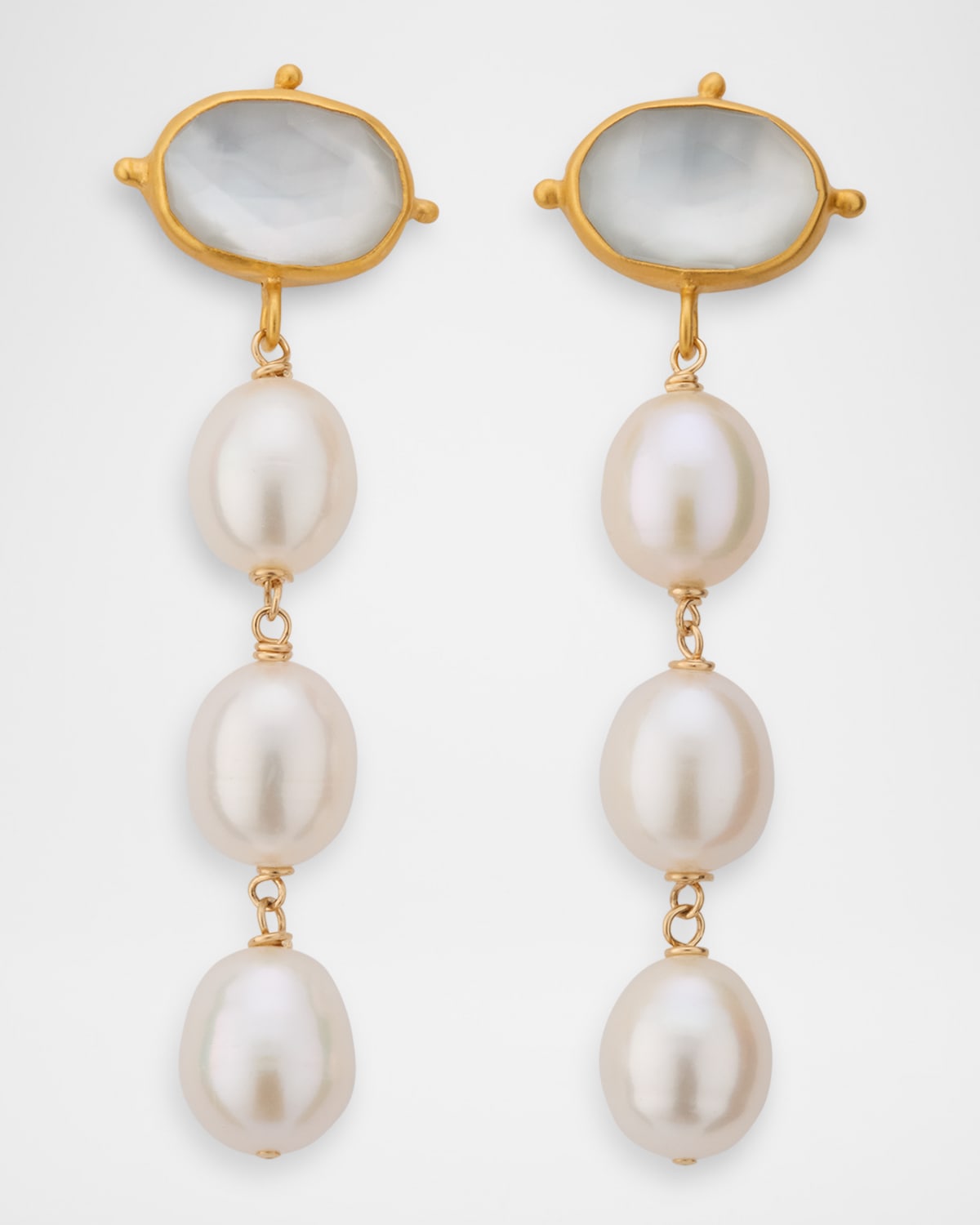 Triple Pearl Drop Earrings