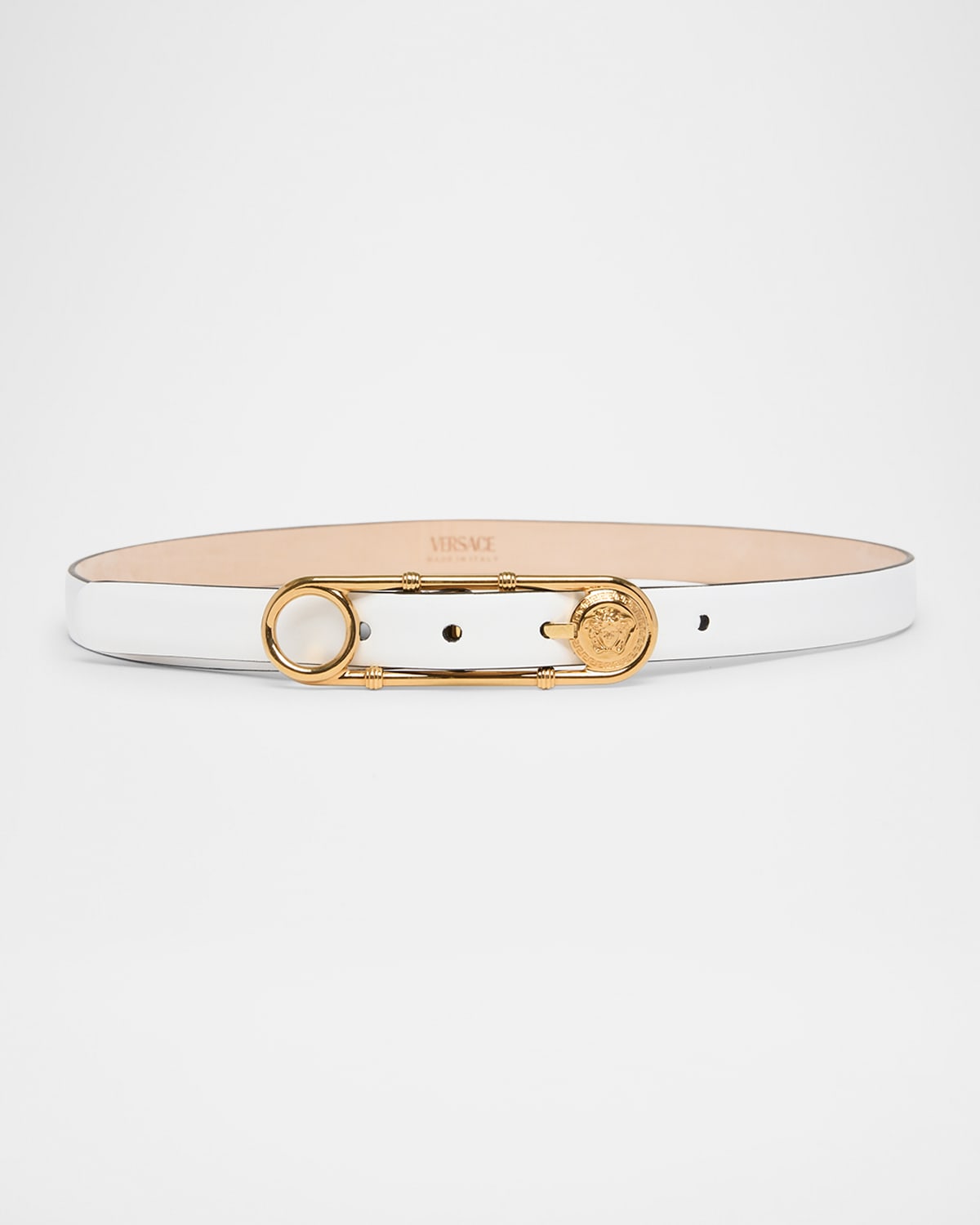 Medusa Safety Pin Leather Belt