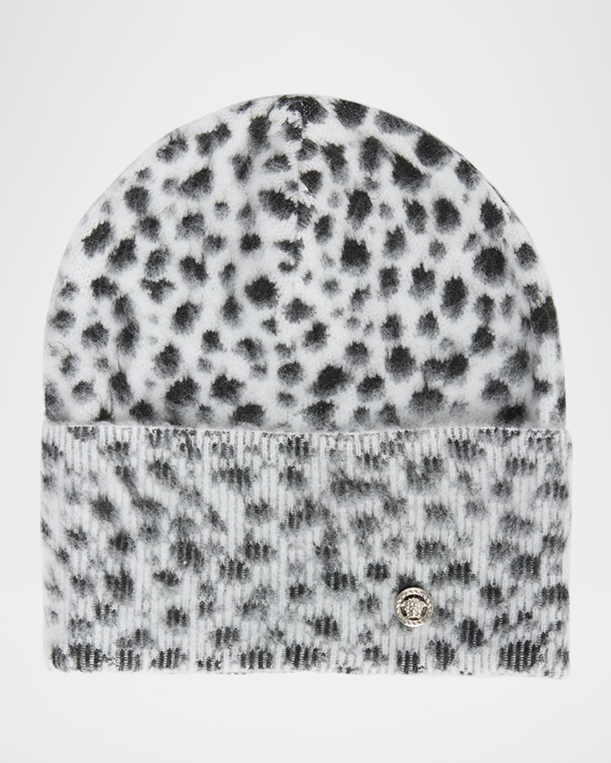 Versace Dalmatian Jacquard Mohair-wool Beanie In 1b000 Black