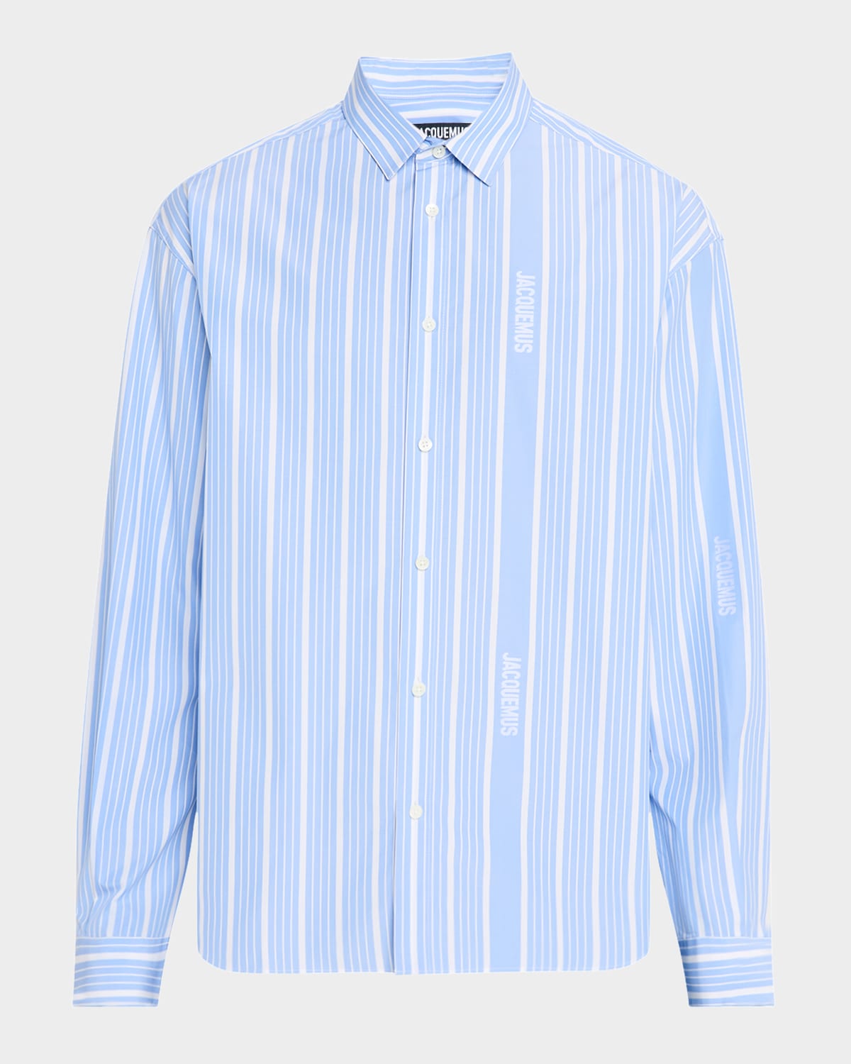 Shop Jacquemus Men's Simon Striped Sport Shirt In Jqd Business Big Logo