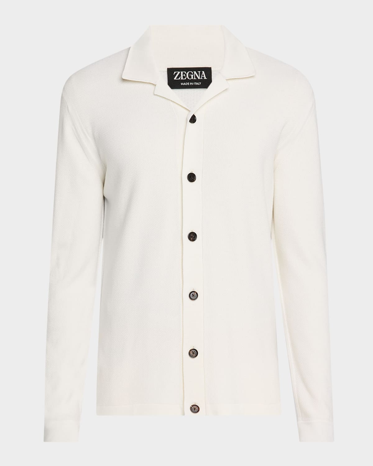 Shop Zegna Men's Wool Knit Sport Shirt In Nat Sld