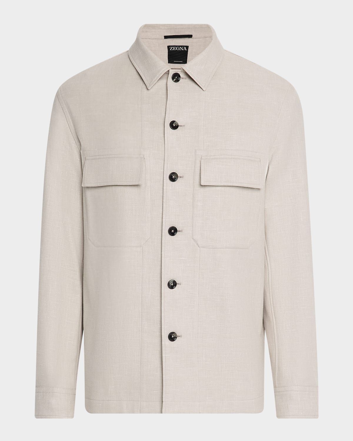 Shop Zegna Men's Melange Linen-blend Overshirt In Md Bge Sld