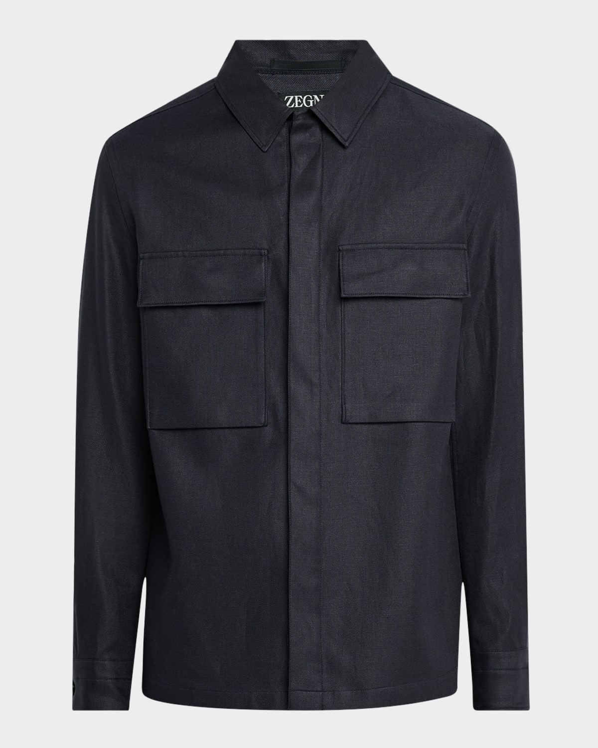 ZEGNA MEN'S OASI LINEN OVERSHIRT 
