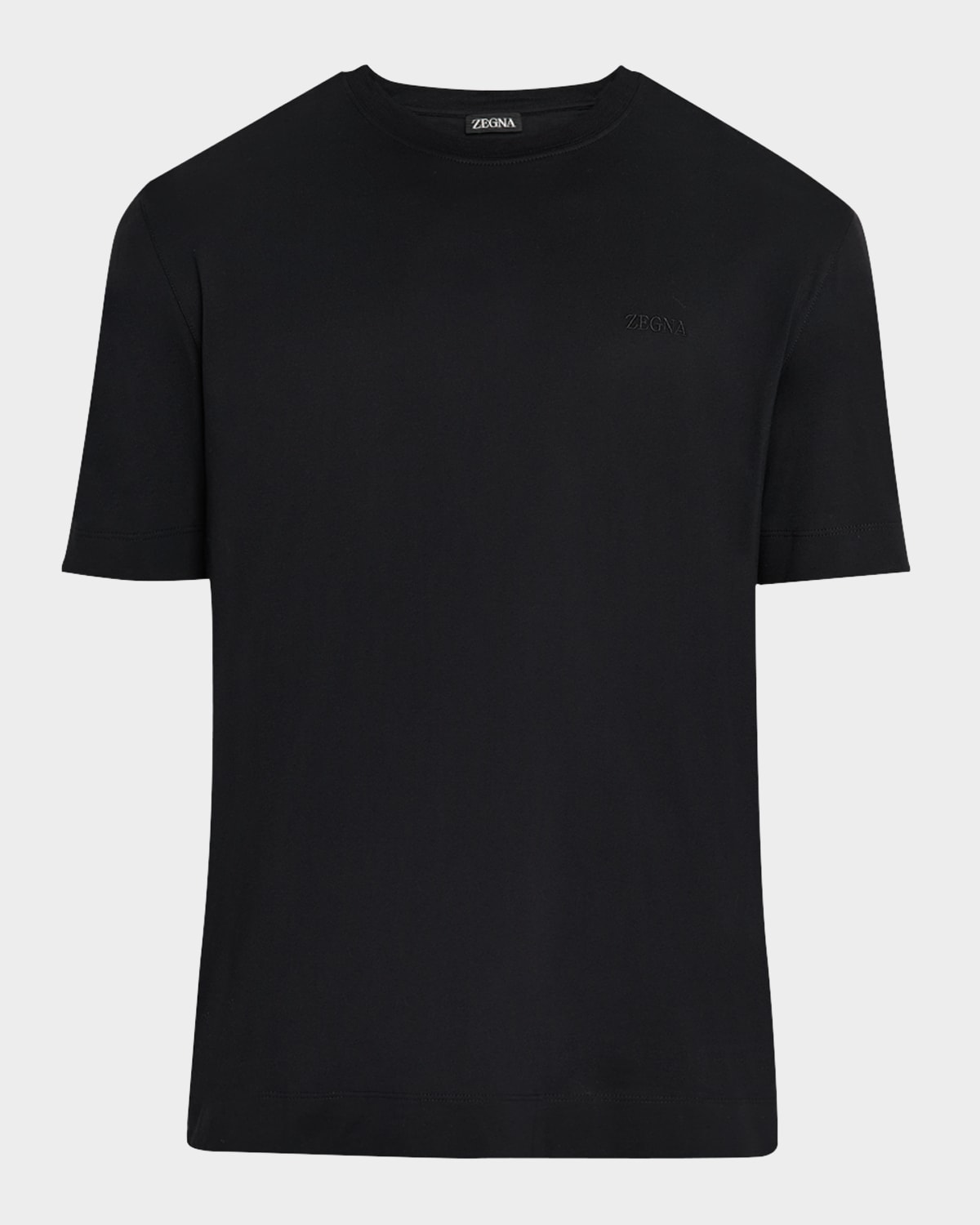 Zegna T-shirt In Cotone Blu Scuro  Uomo In Blk Sld