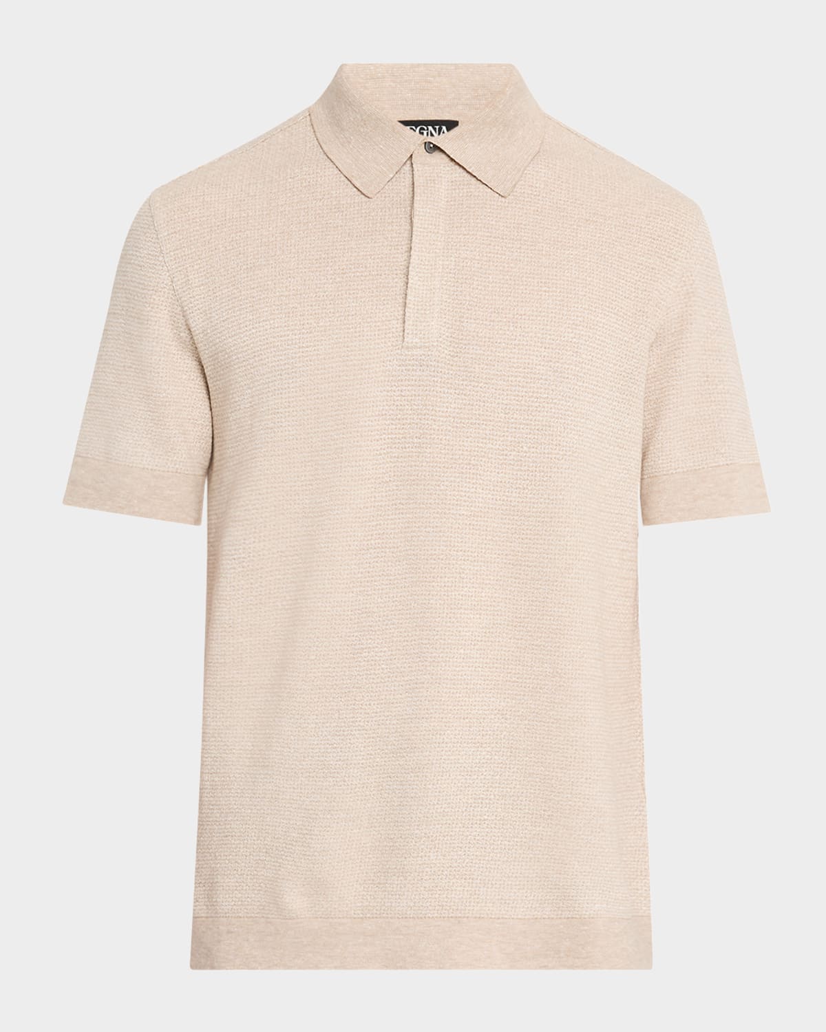 Zegna Men's Jacquard Polo Shirt In Lt Bge Sld