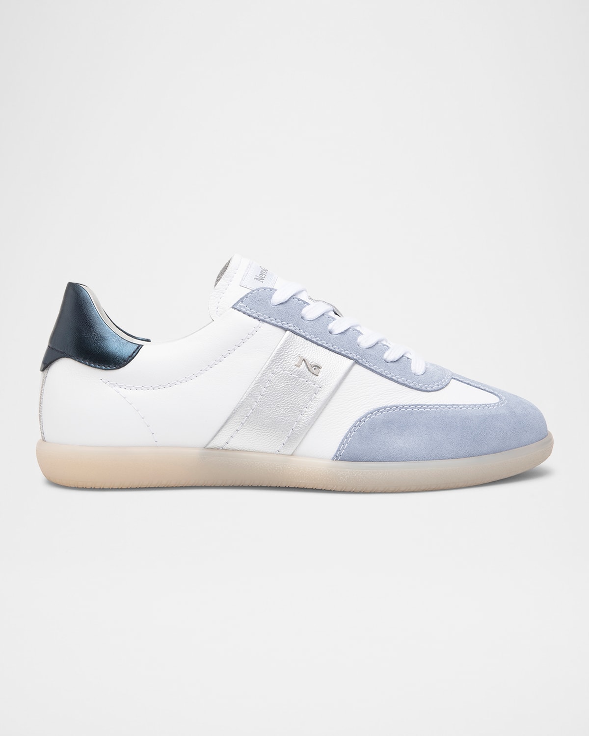 Mixed Leather Low-Top Tennis Sneakers
