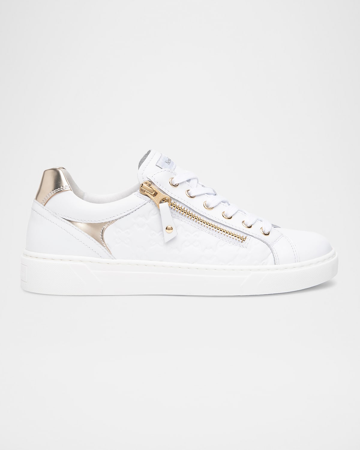Leather Side Zip Low-Top Sneakers