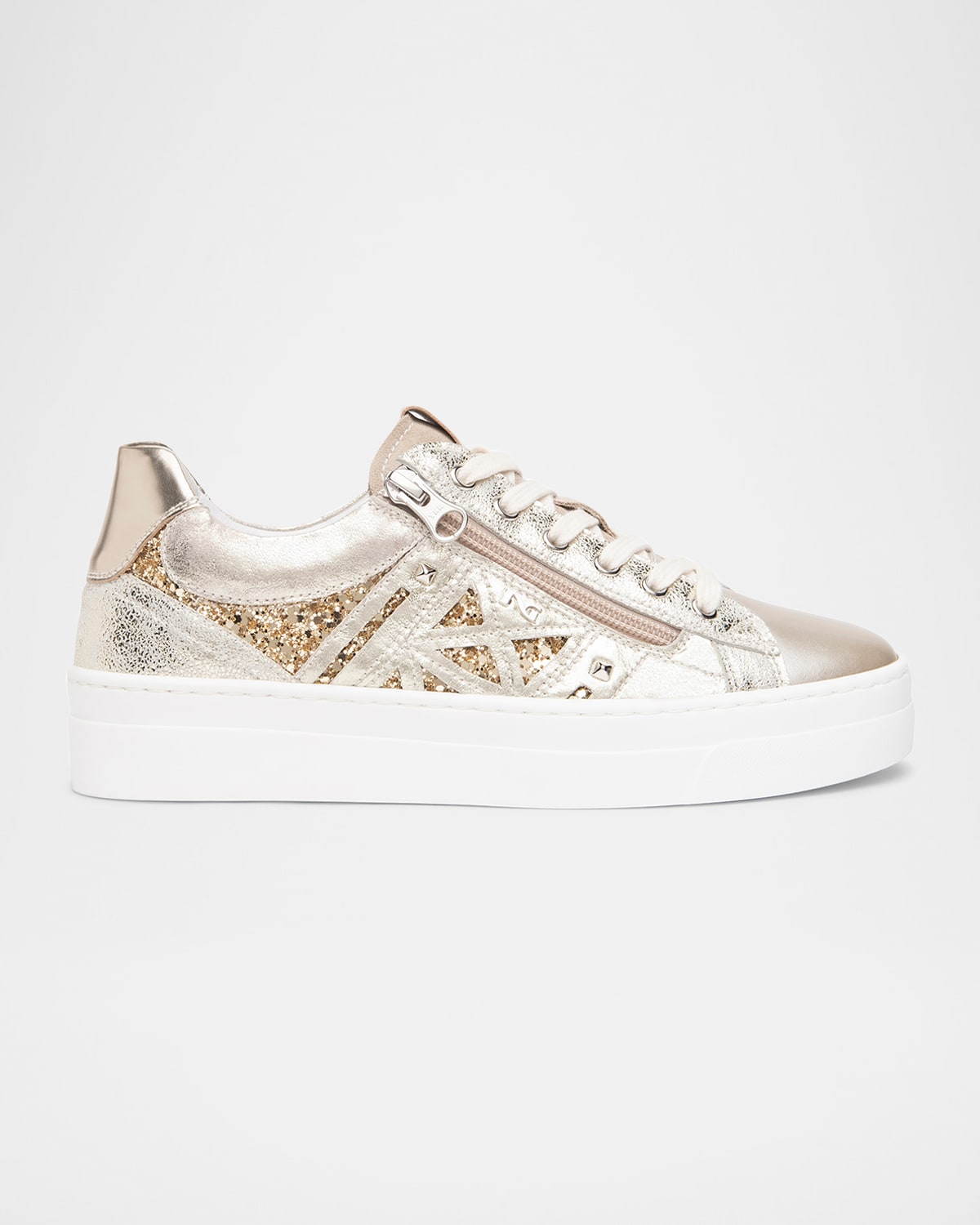 Metallic Leather Side-Zip Sneakers