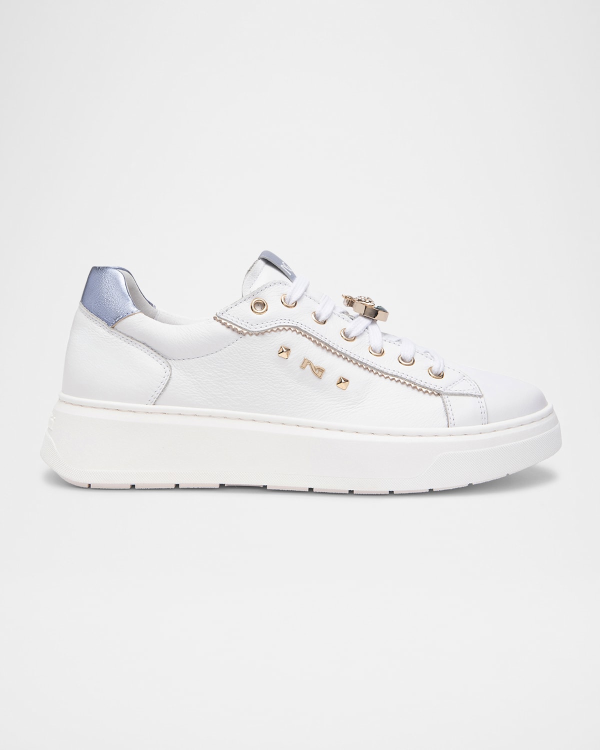 Leather Retro Jeweled Low-Top Sneakers