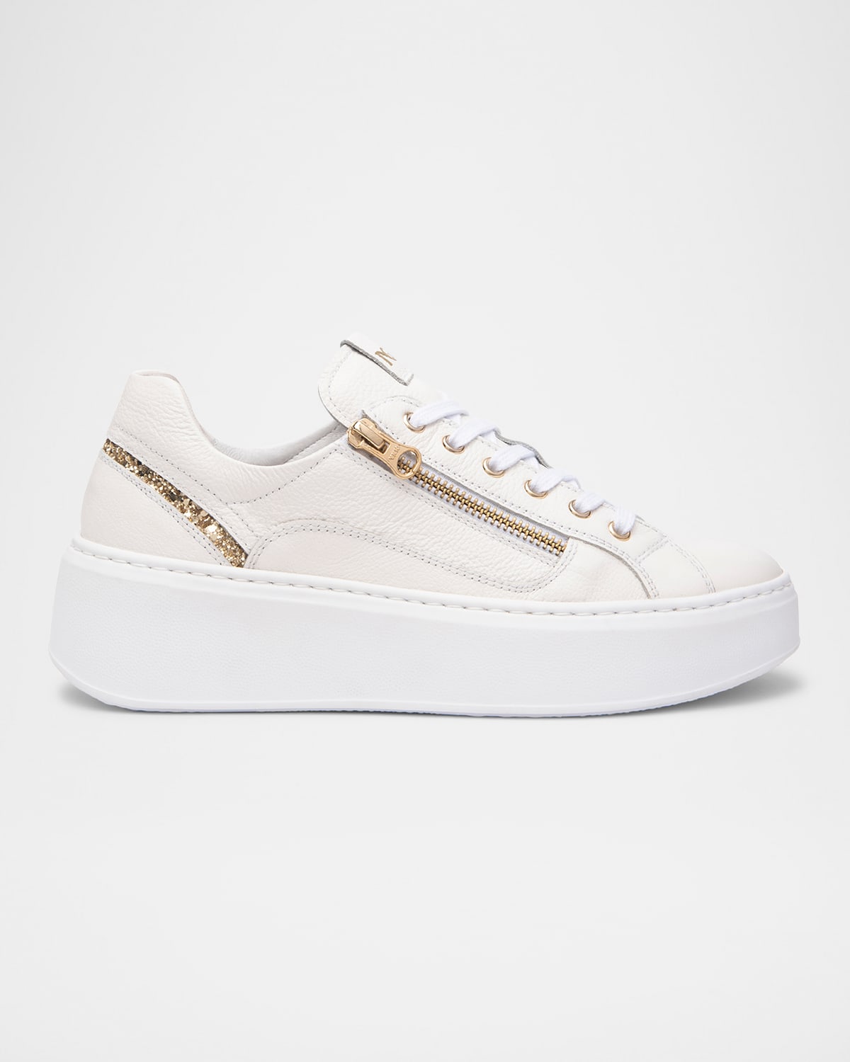 Leather Platform Side-Zip Sneakers