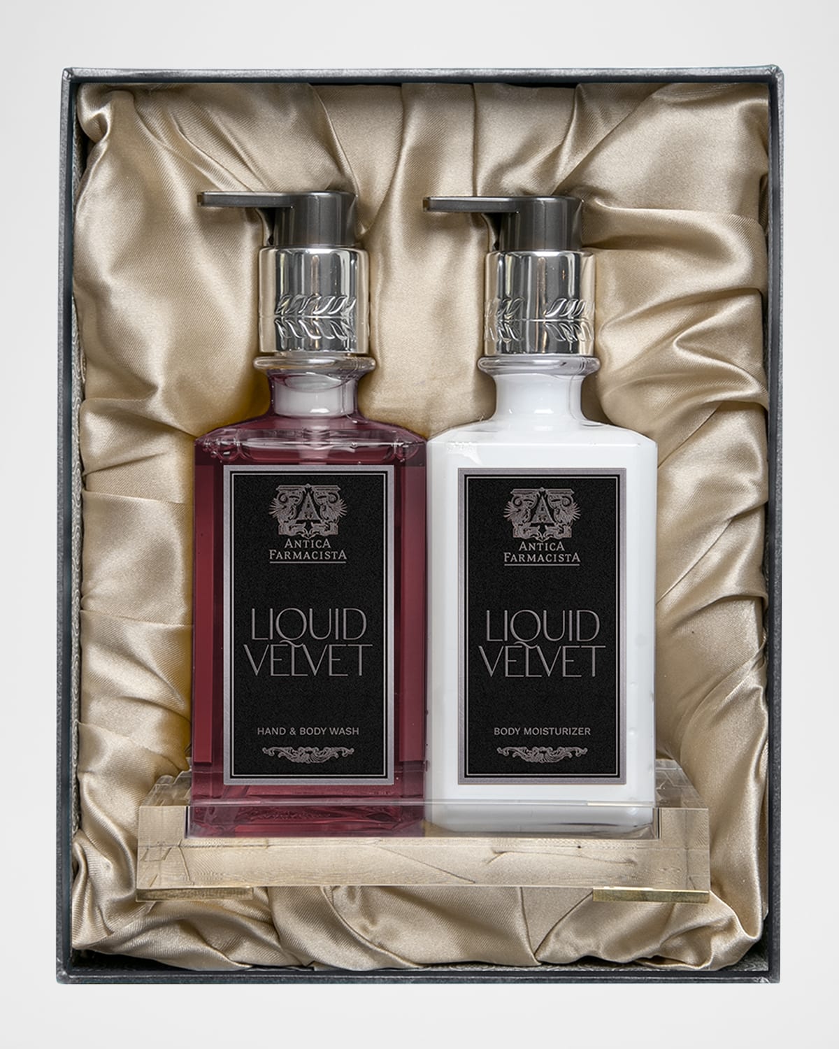 Liquid Velvet Silver Bath & Body Gift Box with Silver Tray, 2 x 10 oz.