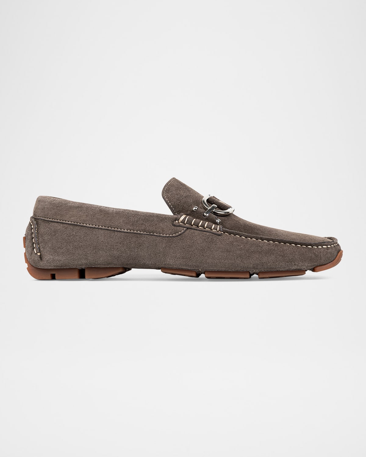 Donald Pliner Men's Dacio Metal-bit Suede Driving Loafers In Taupe