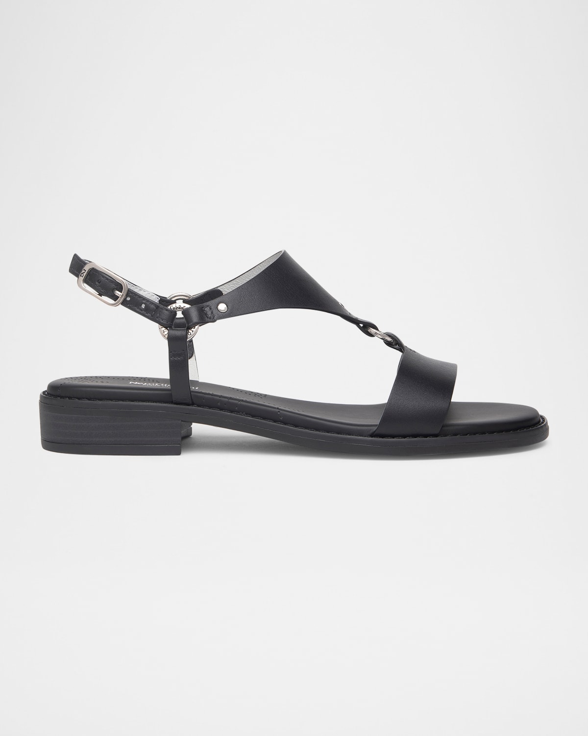 Metal Ring Leather Sandals