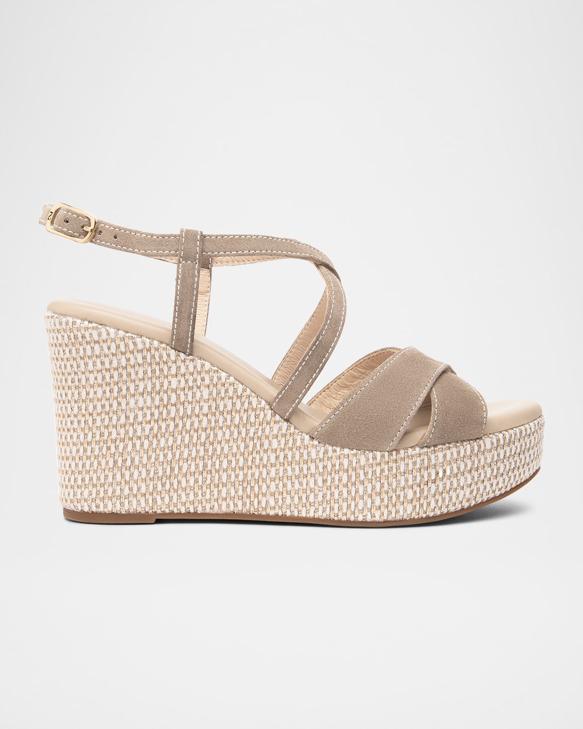 Suede Crisscross Wedge Platform Sandals