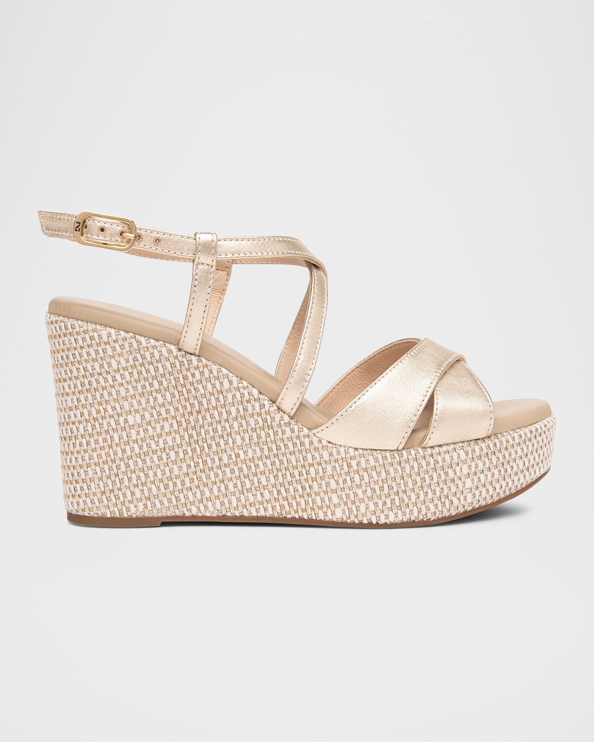 Metallic Crisscross Wedge Platform Sandals