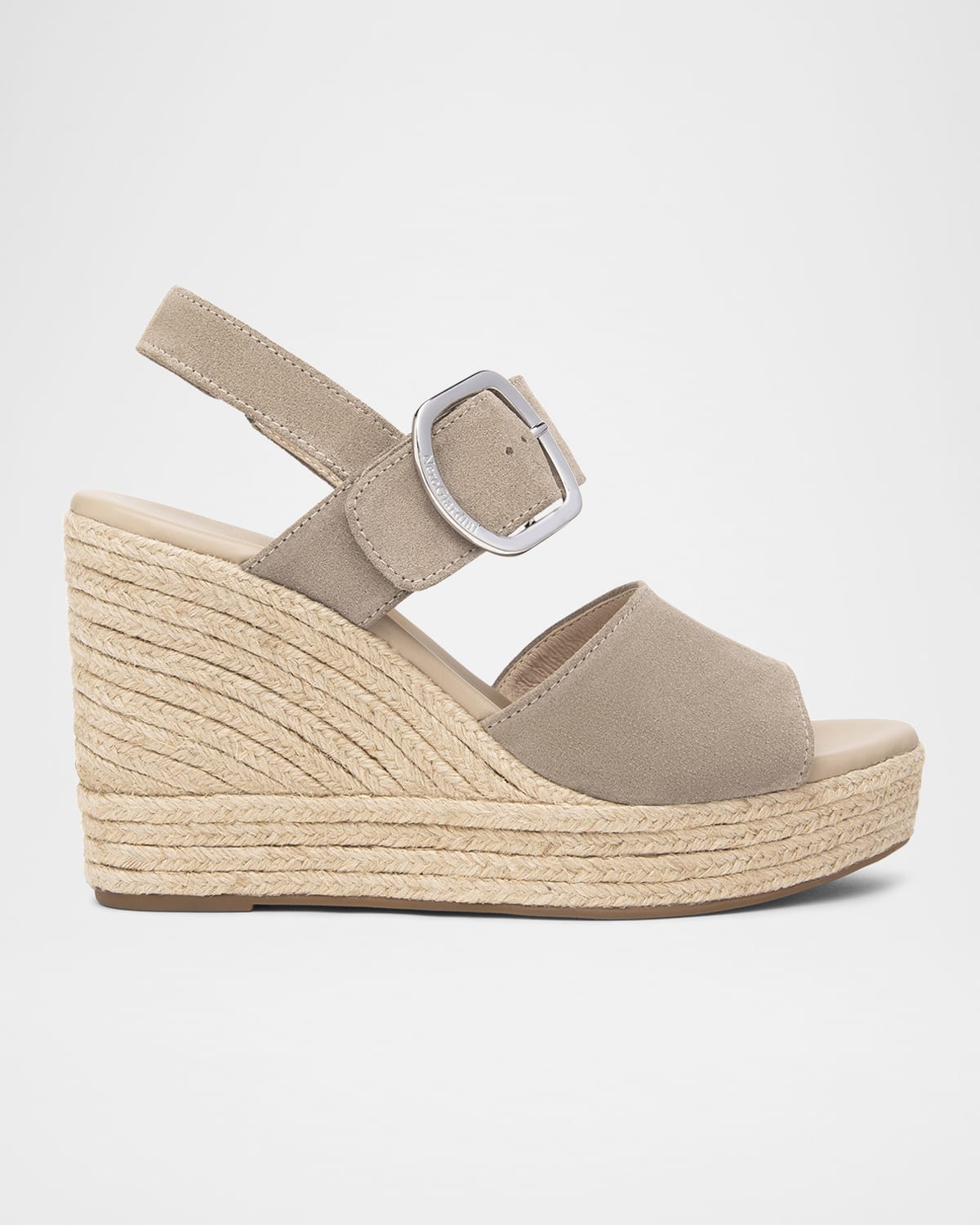 Suede Buckled Strap Espadrille Wedge Sandals