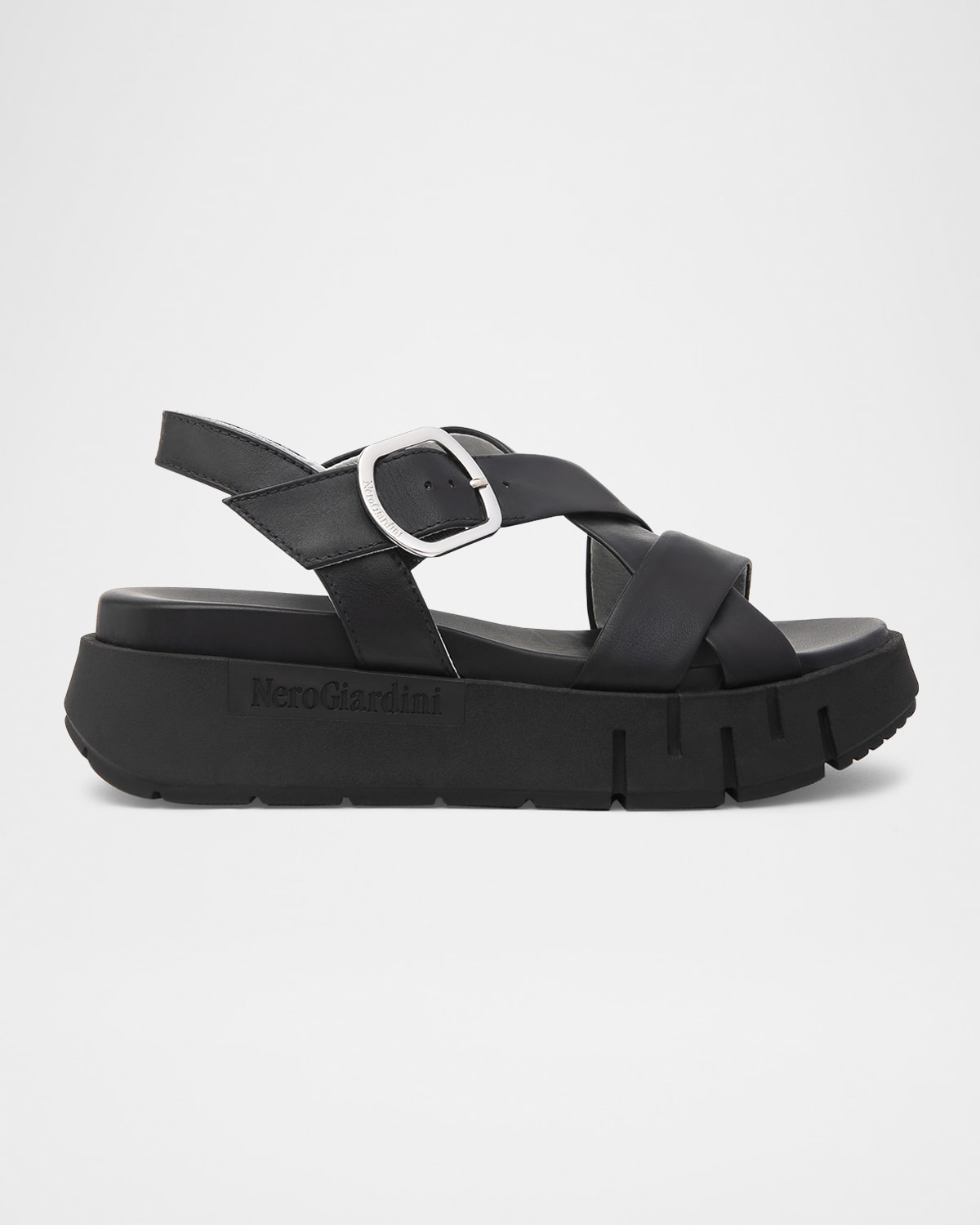 Leather Crisscross Wedge Platform Sandals