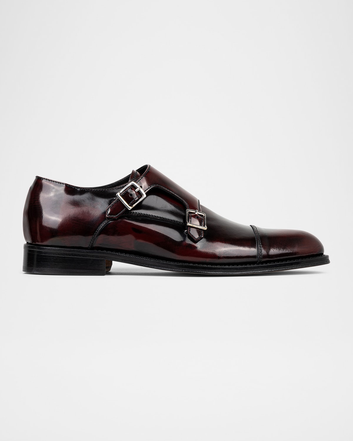 Donald Pliner Men's Leather Double-monk Strap Loafers In Bordo