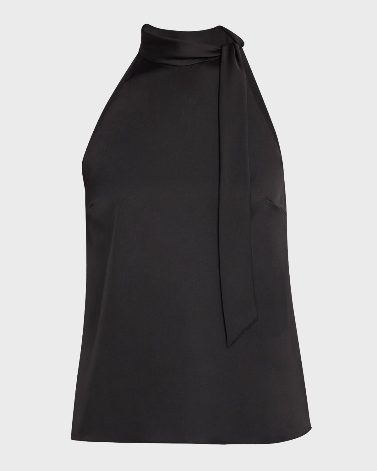 Shop Theory Satin Tie Halter Blouse In Black
