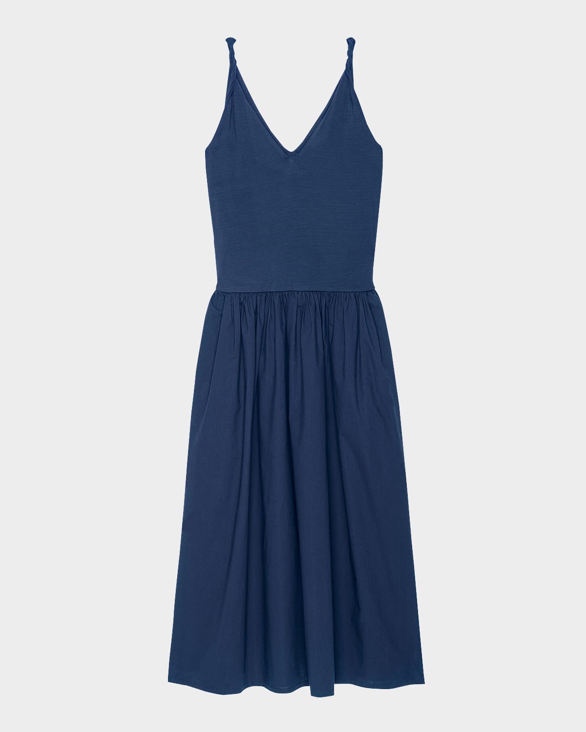 RAILS FRANCE SOLID POPLIN JERSEY MIDI DRESS 