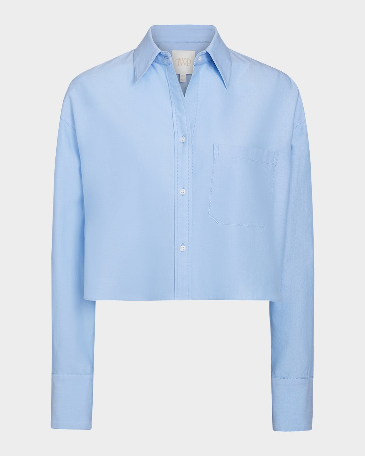 Twp Little Big Joe Cropped Button-front Shirt In Blue