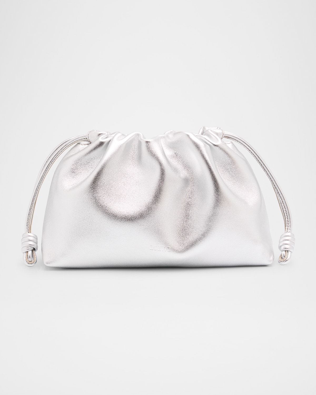Loewe Mini Puzzle Leather Shoulder Bag In Silver