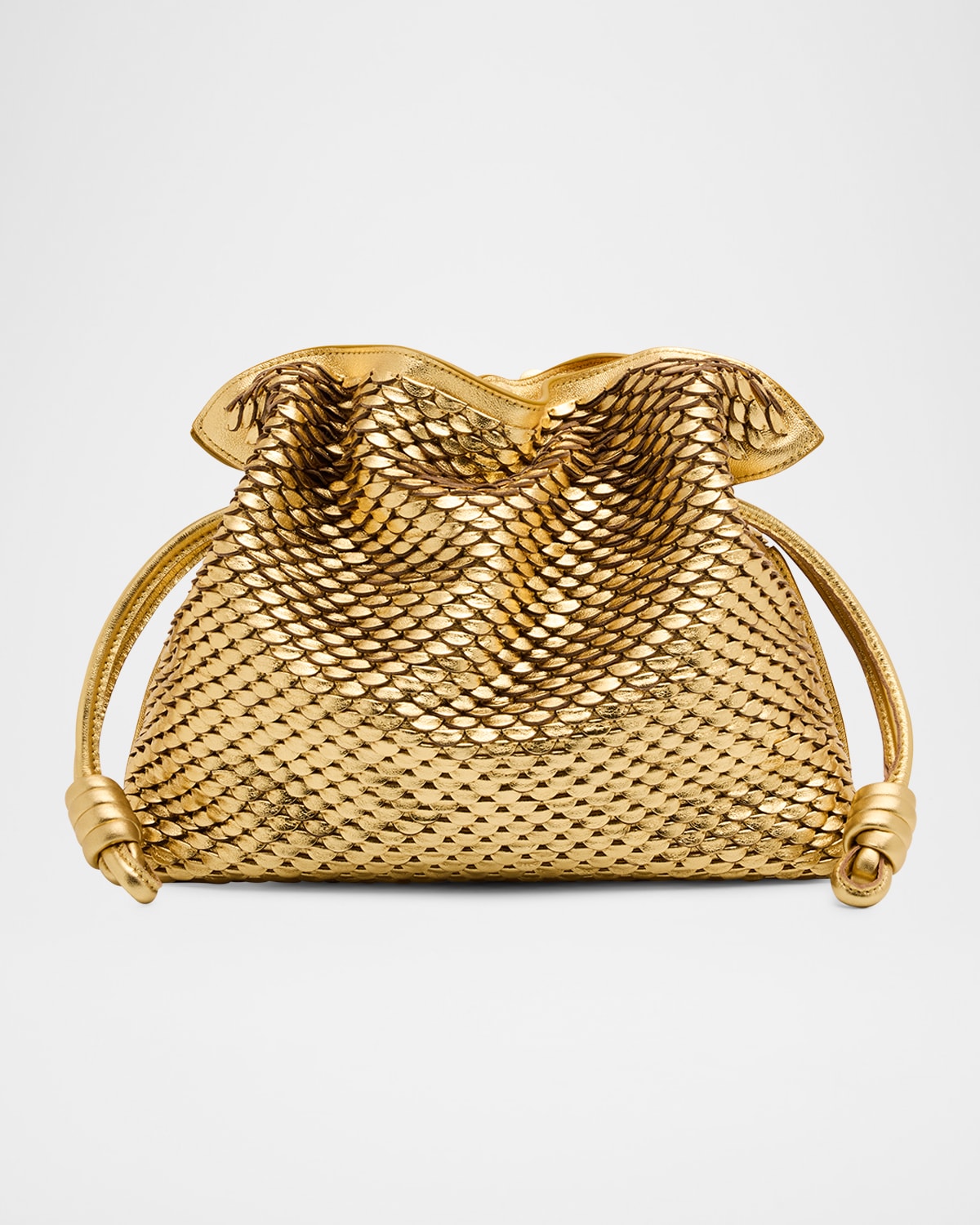 Loewe Flamenco Clutch Bag In Scales Metallic Leather In Gold