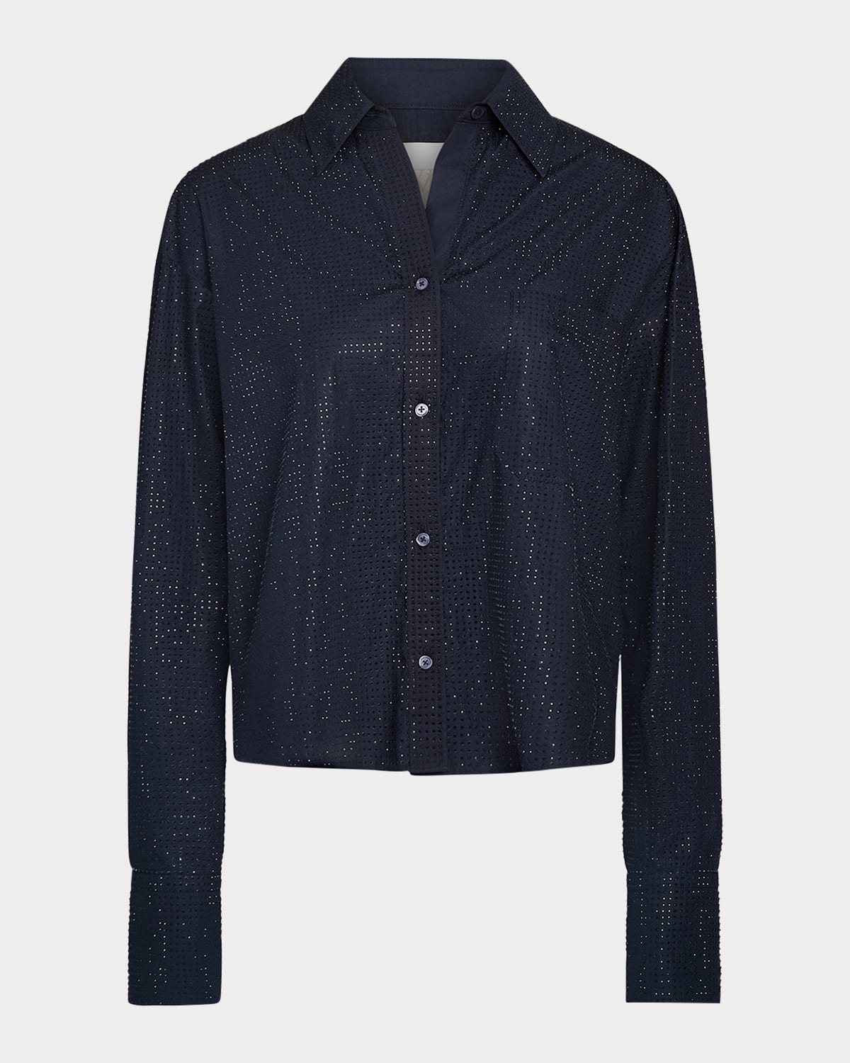 Twp Average Joe Embellished Button-front Shirt In Midnight