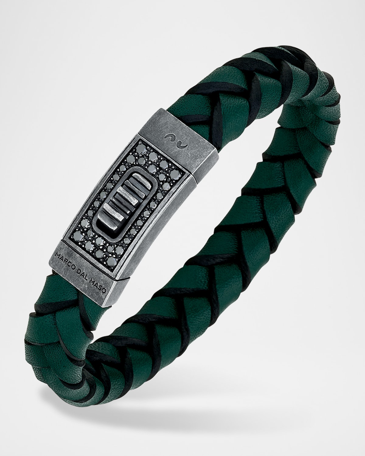 Last Gladiator Thin Leather Bracelet with Black Diamonds