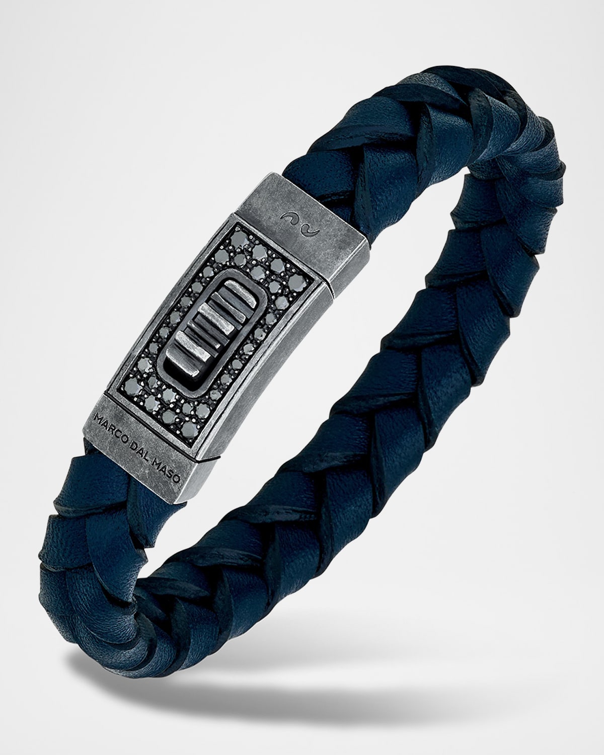 Last Gladiator Thin Leather Bracelet with Black Diamonds